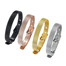 Charm Bracelets Fashion Stainless Steel Mesh Watch Chain For Women Men Steel/Gold/Black/Rose Gold Colour Bracelet Bangles Jewellery Gift