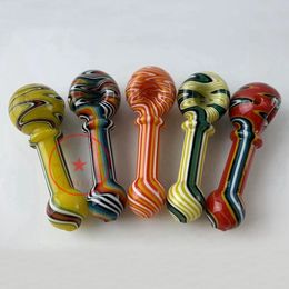 Colourful Wig Wag Style Pyrex Thick Glass Hand Pipes Handmade Portable Philtre Herb Tobacco Spoon Bowl Smoking Bong Cigarette Holder Tube