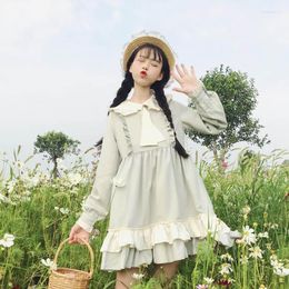 Casual Dresses Kawaii Lolita Dress Women Spring Summer 2023 Japanese Sweet Cute Doll Collar Ruffle Loose Long Sleeve Mini Vestidos