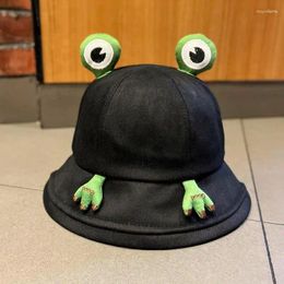 Berets Cute Frog Hat Women Spring Summer Korean Version Of All The Fisherman Day Students Cartoon Sunscreen Visor Basin