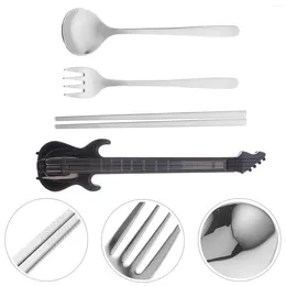 Dinnerware Sets Travel Fork Chopsticks Case Reusable Utensils Portable Lunch Silverware Cutlery Three Piece Suit Spoons