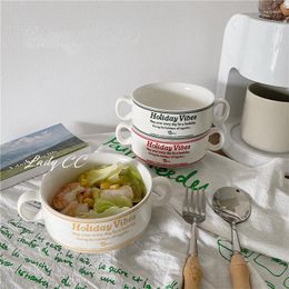 Bowls LadyCC Alphabet Ceramic Soup Bowl Set Cup Cereal Dessert Breakfast