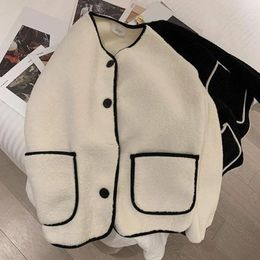 Women's Jackets Women Casual Jacket Single-breasted Coat Stylish Round Neck Cardigan Thick Warm Colorful Winter For Cold