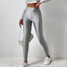 Women's Leggings Glossy Sports Tights Women Solid Colour Slim Fit High Waist Running Gym Female Summer Casual Fitness Yoga Pants