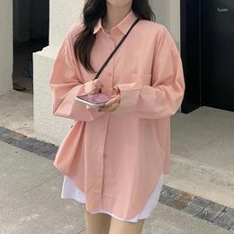 Women's Blouses Women Korean Style Oversized Sweet Soft Shirt Long Sleeve Top Streetwear Pink White Spring 2023 Girls Fashion