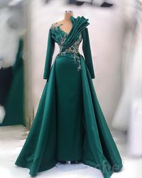 2023 April Aso Ebi Hunter Green Prom Dress Lace Beaded Mermaid Evening Formal Party Second Reception Birthday Engagement Gowns Dress Robe De Soiree ZJ644