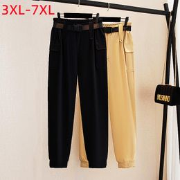 bottoms New 2022 Summer Plus Size Jogger Pants For Women Large Overalls Loose Cotton Black Long Trousers 3XL 4XL 5XL 6XL 7XL