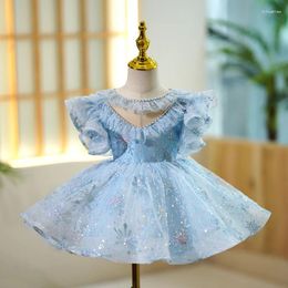 Girl Dresses 2023 Baby Baptism Clothing Sequined Design Birthday Party Ball Gown Girls Christening Princess For Easter Eid Vestidos