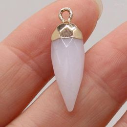 Pendant Necklaces Selling Natural Semi-precious Stone White Jade Rhombus Gold-plated Making DIY Necklace Jewelry Gift