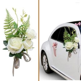 Decorative Flowers Chair Back Fake Bouquet Car Body Decor With Ribbon Artificial Flower For Wedding