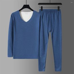 Men's Thermal Underwear Autumn Winter Man Casual Warm Fleece Cotton Soft Long Johns Top Bottom Clothing Set For Men