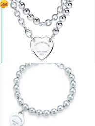 Sier Ball Men's Jewellery Heart Pendant Necklace Set Ring Fashion Jewlery Designer Gold Chain Womens Couple Bracelets Wedding Party Sale Girl