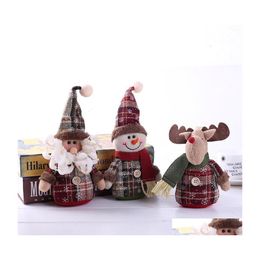 Christmas Decorations Party Home Bar Decoration Toys Ornaments Plush Toy Santa Claus Elk Snowman Cute Mini Desk Dh0356 Drop Delivery Dh3Sw