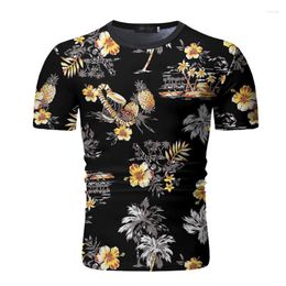 Men's T Shirts T-shirt Men Short Sleeve Floal Tops Male Fashion Personality Printing Loose Tees Summer Arrival White Black