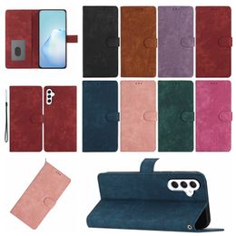 Hand Feeling Leather Wallet Cases For Samsung A34 A54 A14 5G A24 A04E A04 A04S A73 A53 A33 A32 A22 4G Skin Feel Credit ID Card Slot Holder Flip Cover PU Ancient Retro Pouch