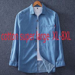Men's Casual Shirts Arrival Suepr Large Cotton Spring Autumn Men Long Sleeve Denim Coat Plus Size L-5XL 6XL 7XL 8XLMen's