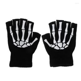 Cycling Gloves Warm Knitting For Adult Half Finger Glove Head Print Non-slip Wrist GlovesCycling