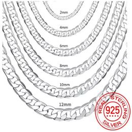 Strands Strings Mens 925 Sterling Silver Italian Cuban Curb Chain Necklaces For Men Women Solid Silver Figaro Chain Layering Necklace 230426