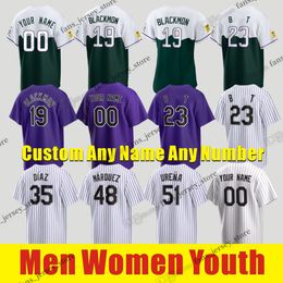 Custom S-6XL Kris 23Bryant Baseball Jersey Charlie Blackmon Elias Diaz Daniel Bard Jake Bird Ty Blach Noah Davis Jose Urena Ryan Feltner Freeland Gomber Hand