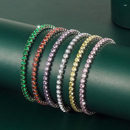 Link Bracelets Luxury Fashion 4mm Cubic Zirconia Tennis Bracelet For Women Men Iced Out Chain Multi Colour On Hand Shiny Cute Jewellery