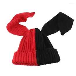 Ball Caps Splicing Colours Ears Knitted Hat Niche Design Personality Fashion Men Women Cute Warm Autumn And Winter Tide