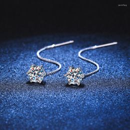 Dangle Earrings Moissanite Hoop 18K White Gold Plated Sterling Silver D VVS1 Lab Diamond Dainty Fine Jewellery Ear Studs For Women