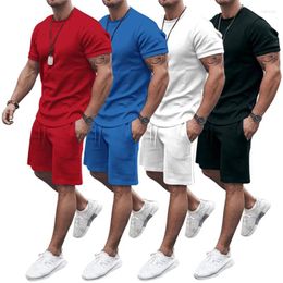 Men's Tracksuits Sportswear Suit Summer Casual Shorts Short Sleeve T-shirt Solid Colour 2023 Wholesale