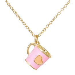 Pendant Necklaces Simple Cute Pink Color Cup For Women Girl Boho Gold Clavicle Chain Choker Statement Jewelry CollaresPendant