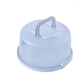 Storage Bottles Fresh-keeping Thickened Cake Basket 275g Dust-proof Round Plastic Carrier Box Sealed Buckle Design Plate Holder Blue