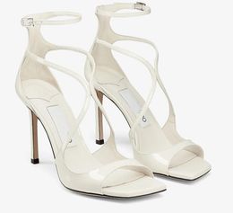 Top Luxury Azia Sandals Shoes Women Square toe High Heels Nude Black Cross Straps Wedding Dress Evening Lady Gladiator Sandalias