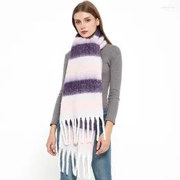 Scarves Winter Women Scarf Cashmere Warm Female Mohair Wraps Thick Soft Bufanda Big Tassels Shawl Bufandas 2023