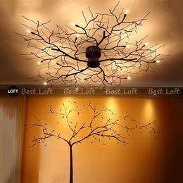 8 10 12 15 20 LED Ceiling Lights American Country Branch Lustre Iron Ceiling Lamp Living Room Home Decor Lighting Fixtures205E