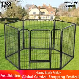 Dog Electronic Fences Pet Black Cages | f | Houses and Fencing Heavy Duty 6 Panel Playpen Kennel Basket for House Dogs Habitats Home 231124
