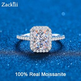 Solitaire Ring Certified Radiant Cut Engagement Ring 1CT 2CT Colourless VVS Diamond Proposal Rings Sterling Silver Weddig Band Gifts 230425