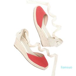 Summer Sandals Versatile Shallow Roman Wedge Heel Thick Sole Thick Heel Middle Heel Women's Sandals French