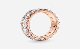 Rose Gold Plated Sparkling Row Eternity Ring with Clear Cz Fashion Style Jewelry for Women35934262299757