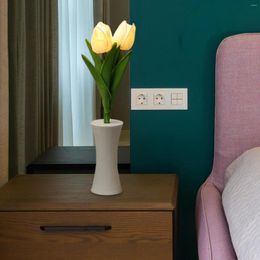 Table Lamps LED Tulip Lamp Simulation Flower Night Light Desk For Home Dorm Decor
