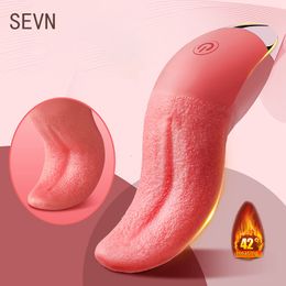 Vibrators 10 Mode Heating Tongue Licking Vibrator Mini Sex Toys for Women Clit Stimulator G-spot Nipple Female Masturbator Couples Product 230426