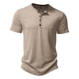 Mens t shirt designer shirt tshirt polo shirt Henley Collar Summer Men Casual Solid Color Short Sleeve T Shirt for Men Polo men High Quality Mens TShirts Black size 2XL