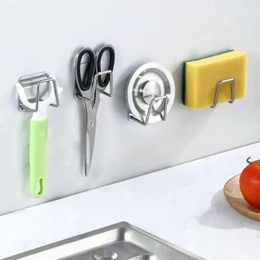 Hooks & Rails Stainless Steel Sponge Rack Kitchen Cleaning Drain Free Punch Hook Storage Sink Wall Shelf