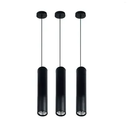 Pendant Lamps 3X Black High Quality Modern Minimalist Cafe Chandeliers Warm White Led COB Spotlights Long Tube Lamp Cylindrical