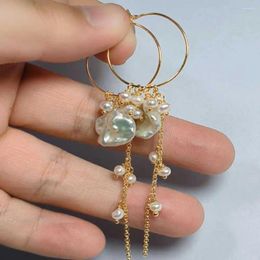 Dangle Earrings Natural Baroque White Pearl Tassel 14K CARNIVAL Halloween Accessories Lucky Wedding Christmas Party