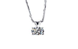 White 6mm8mm Lab Diamond Solitaire Pendants Necklace 925 Sterling Silver Choker Statement Necklaces Women Fashion Jewelry XN1178326236