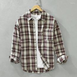 Men's Casual Shirts 2023 Spring Autumn Brand Retro Plaid Cotton Dress Long Sleeve Loose Business Men Clothes Tops