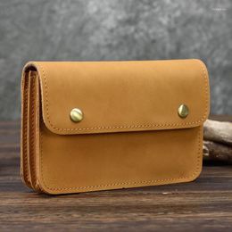 Wallets Genuine Leather Fashion Clutch Bag Hand Wallet For Men Women Vintage Retro Style Clutches Purse On Waist Dual Use