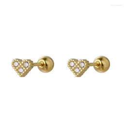 Stud Earrings Uniorsj Real 925 Sterling Silver Small Zircon Heart Shape For Women Piercing Jewellery