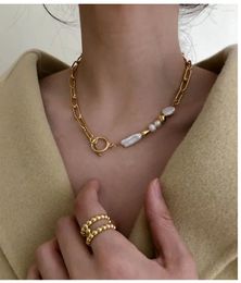 Choker Baroque Pearl Patchwork Necklace Women Boho Natural Pendant OT Buckle Female Jewelry Japan Korean Fashion