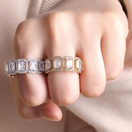 Hip Hop Ring Band Bling Cz Cúbico Zirconia Hombres Freed Out Full Diamond Rapper Gifts for Men Wome