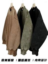 Men's Hoodies Autumn 500g Vintage Thick Wash Cotton Hoodie Fashion Bomb Street Old Super Big Hat Sweatshirt