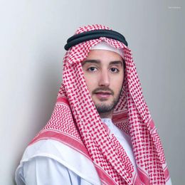 Berets Islamic Clothing Man Saudi Arabic Dubai Traditional Costumes Muslim Accessories Praying Turban Hat Plaid Head Scarf 138 138cm